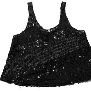 Free People Black Sequin Tank Top